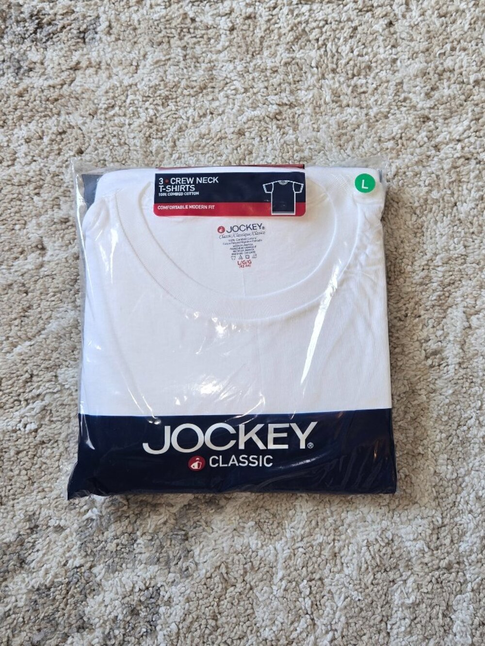 Jockey Classic Crew Neck T-shirts Vintage 2004 Size L NIP